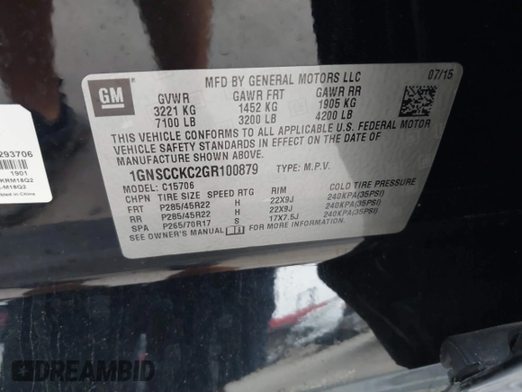 2016 Chevrolet Tahoe LTZ z VIN 1GNSCCKC2GR100879, wystawiony jako IAAI lot #41112832 z przebiegiem 213 649 mil mil oraz . Historia ofert i sprzedaży dostępna na DreamBid. Obrazek 9.