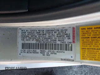 2002 Lexus IS 300/350 z VIN JTHBD192320051548, wystawiony jako IAAI lot #41748479 z przebiegiem 241 746 mil mil oraz . Historia ofert i sprzedaży dostępna na DreamBid. Obrazek 9.