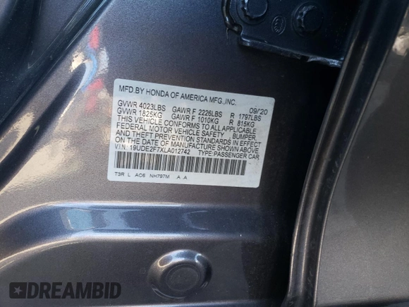 2020 Acura ILX Premium with VIN 19UDE2F7XLA012742, listed as a Copart auction lot 47347893 with 29,882 mi miles and . Bid and sale history available at DreamBid. Image 14.
