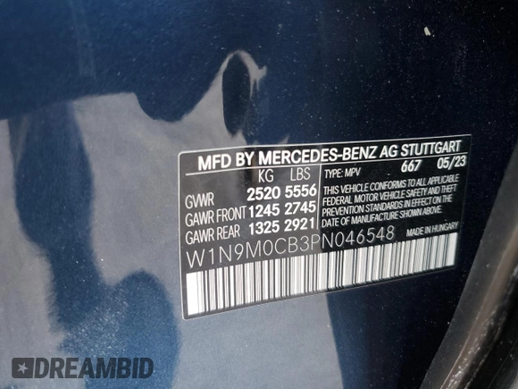 2023 Mercedes-Benz EQB 250+ z VIN W1N9M0CB3PN046548, wystawiony jako Copart lot #81553744 z przebiegiem 7 490 mil mil oraz Szkoda całkowita • Salvage title. Historia ofert i sprzedaży dostępna na DreamBid. Obrazek 15.