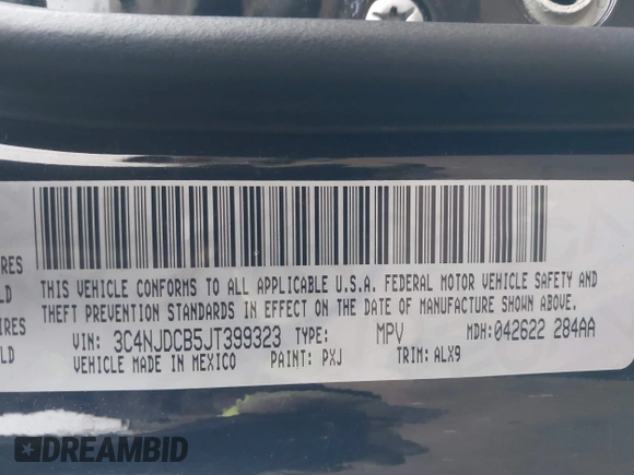 2018 Jeep Compass Limited с VIN 3C4NJDCB5JT399323, выставлен на аукционе IAAI как лот 42258919 с пробегом 77 650 миль миль и . История ставок и продаж доступна на DreamBid. Изображение 9.
