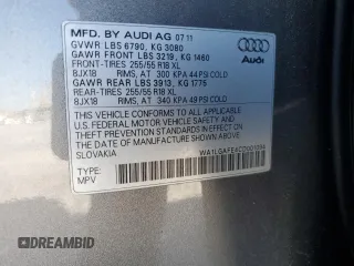 2012 Audi Q7 Premium Plus with VIN WA1LGAFE4CD001094, listed as a Copart auction lot 49516585 with 117,344 mi miles and Clean title. Bid and sale history available at DreamBid. Image 13.
