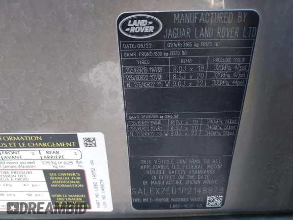2023 Land Rover Defender X с VIN SALEX7EU1P2148879, выставлен на аукционе IAAI как лот 41770581 с пробегом 32 831 миль миль и . История ставок и продаж доступна на DreamBid. Изображение 9.