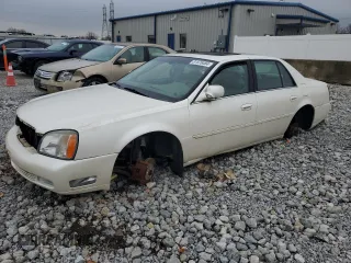 2000 Cadillac DeVille DTS z VIN 1G6KF5797YU263599, wystawiony jako Copart lot #81576484 z przebiegiem 118 414 mil mil oraz Szkoda całkowita • Salvage title. Historia ofert i sprzedaży dostępna na DreamBid. Obrazek 1.