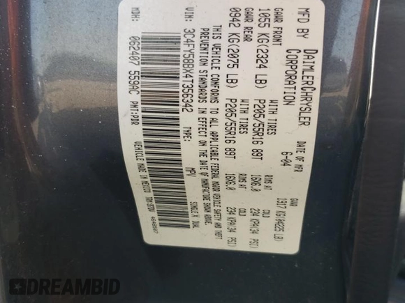 2004 Chrysler PT Cruiser Touring with VIN 3C4FY58BX4T356342, listed as a Copart auction lot 76063844 with 153,414 mi miles and Salvage Title. Bid and sale history available at DreamBid. Image 12.