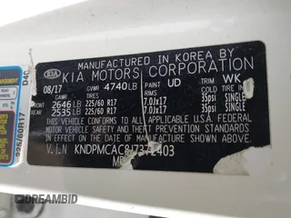 2018 Kia Sportage LX with VIN KNDPMCAC8J7372403, listed as a IAAI auction lot 41763496 with 92,651 mi miles and . Bid and sale history available at carsss.com. Image 9.