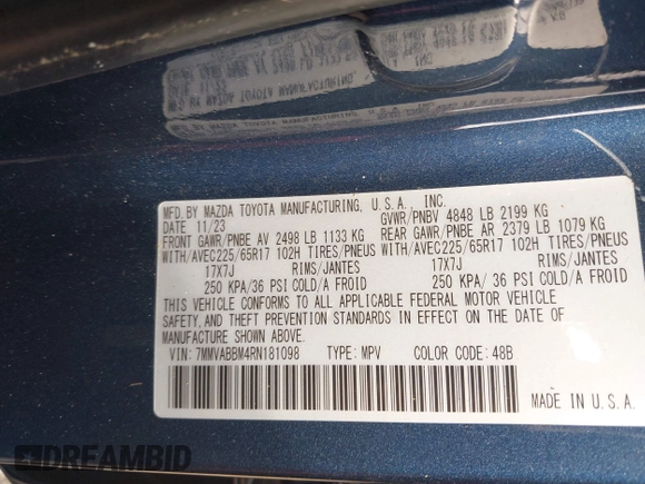 2024 Mazda CX-50 S Preferred z VIN 7MMVABBM4RN181098, wystawiony jako IAAI lot #42396568 z przebiegiem Nie podano mil oraz . Historia ofert i sprzedaży dostępna na DreamBid. Obrazek 9.
