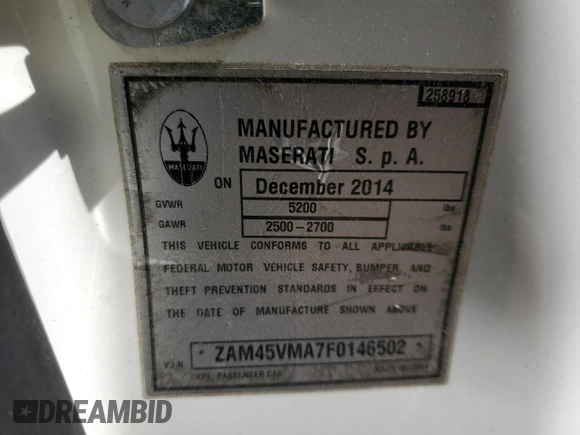 2015 Maserati GranTurismo Sport z VIN ZAM45VMA7F0146502, wystawiony jako Copart lot #77145904 z przebiegiem 37 863 mil mil oraz Czysty tytuł • Clean title. Historia ofert i sprzedaży dostępna na DreamBid. Obrazek 12.