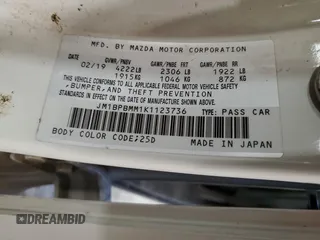 2019 Mazda 3 Preferred with VIN JM1BPBMM1K1123736, listed as a Copart auction lot 53273035 with Not Provided miles and Non Repairable. Bid and sale history available at DreamBid. Image 15.