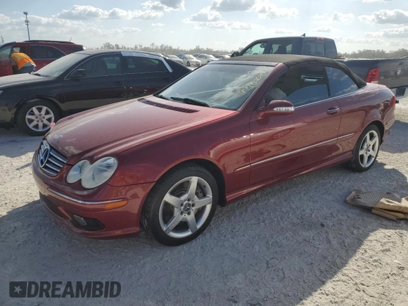 2005 Mercedes-Benz CLK-Class 5.0L with VIN WDBTK75J15F146508, listed as a Copart auction lot 77762524 with 0 mi miles and Salvage Title. Bid and sale history available at carsss.com. Image 1.