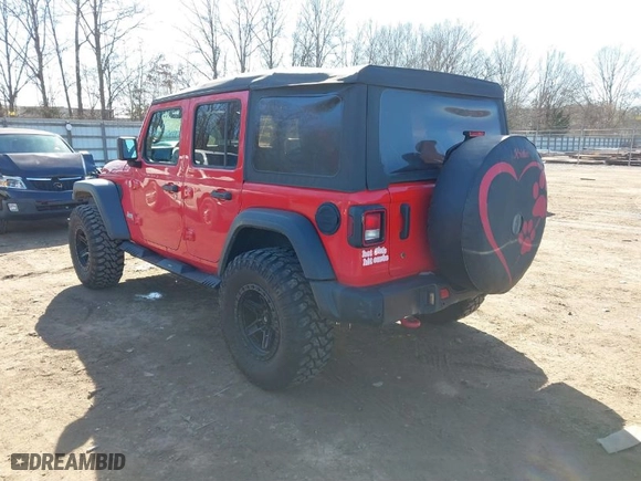 2019 Jeep Wrangler Unlimited Sport with VIN 1C4HJXDG0KW519050, listed as a IAAI auction lot 41621866 with 64,965 mi miles. Bid and sale history available at carsss.com. Image 3.