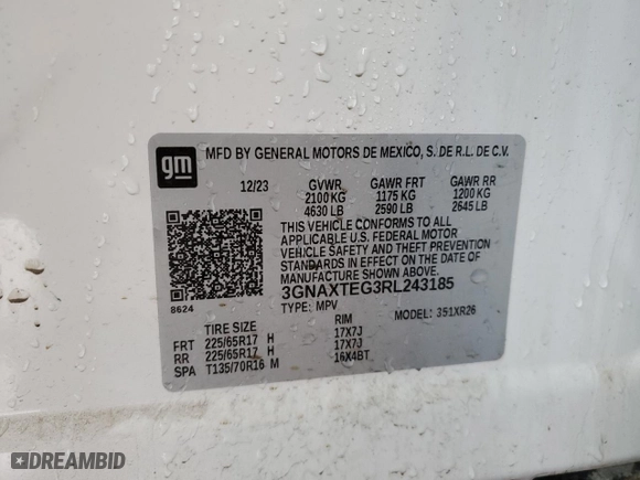 2024 Chevrolet Equinox LT with VIN 3GNAXTEG3RL243185, listed as a Copart auction lot 88549485 with 19,821 mi miles and Clean Title. Bid and sale history available at carsss.com. Image 14.