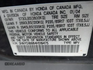 2004 Acura MDX Touring Pkg w/Navigation with VIN 2HNYD18864H519475, listed as a IAAI auction lot 41450182 with 203,389 mi miles. Bid and sale history available at carsss.com. Image 9.