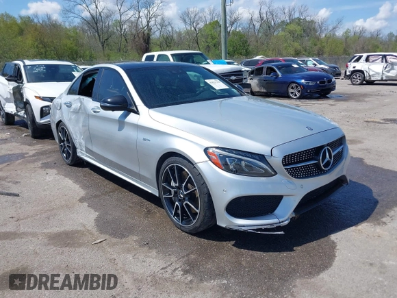 2017 Mercedes-Benz C 43 AMG with VIN 55SWF6EB4HU185817, listed as a IAAI auction lot 41821204 with 86,699 mi miles and . Bid and sale history available at DreamBid. Image 1.