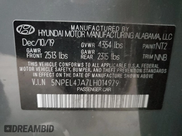 2020 Hyundai Sonata SEL z VIN 5NPEL4JA7LH014979, wystawiony jako Copart lot #87449224 z przebiegiem 67 942 mil mil oraz Szkoda całkowita • Salvage title. Historia ofert i sprzedaży dostępna na DreamBid. Obrazek 13.