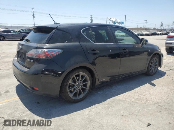 2012 Lexus CT 200h with VIN JTHKD5BH4C2076924, listed as a Copart auction lot 61506265 with 122,347 mi miles and Salvage title. Bid and sale history available at DreamBid. Image 3.