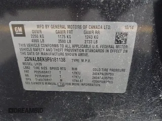 2015 Chevrolet Equinox LT with VIN 2GNALBEK9F6181138, listed as a IAAI auction lot 42555907 with 172,701 mi miles and . Bid and sale history available at DreamBid. Image 9.
