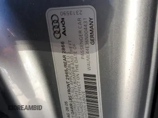 2006 Audi A8 4.2L z VIN WAUML44E36N004431, wystawiony jako Copart lot #81116244 z przebiegiem 164 191 mil mil oraz Nie do naprawy • Non repairable. Historia ofert i sprzedaży dostępna na DreamBid. Obrazek 12.