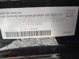 2008 Audi A4 2.0T with VIN WAUDF78E28A134584, listed as a IAAI auction lot 41300123 with 84,148 mi miles. Bid and sale history available at carsss.com. Image 9.