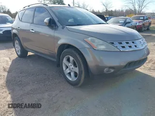 2003 Nissan Murano SL with VIN JN8AZ08T63W101204, listed as a IAAI auction lot 41537686 with 158,890 mi miles and . Bid and sale history available at DreamBid. Image 1.