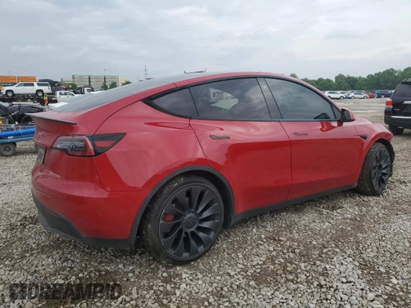 2022 Tesla Model Y Performance with VIN 7SAYGDEF8NF514662, listed as a Copart auction lot 60230305 with 81,926 mi miles and Salvage title. Bid and sale history available at DreamBid. Image 3.