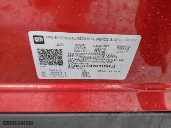 2022 Chevrolet Blazer LT with VIN 3GNKBCR4XNS128618, listed as a Copart auction lot 43285295 with 0 mi miles and Non Repairable. Bid and sale history available at carsss.com. Image 13.