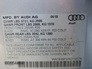 2019 Audi SQ5 Premium Plus with VIN WA1B4AFY2K2113174, listed as a Copart auction lot 64590473 with 54,171 mi miles. Bid and sale history available at carsss.com. Image 14.