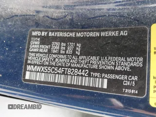 2015 MINI Hardtop 4 Door z VIN WMWXS5C54FT828442, wystawiony jako IAAI lot #42036692 z przebiegiem 88 224 mil mil oraz . Historia ofert i sprzedaży dostępna na DreamBid. Obrazek 9.