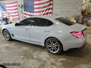 2022 Genesis G70 2.0T with VIN KMTG34TA2NU092828, listed as a Copart auction lot 47296105 with 15,737 mi miles and Salvage Title. Bid and sale history available at carsss.com. Image 2.