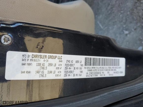 2014 Chrysler Town & Country Touring-L 30th Anniversary with VIN 2C4RC1CG2ER368156, listed as a Copart auction lot 46289205 with 128,917 mi miles and Salvage Title. Bid and sale history available at carsss.com. Image 13.