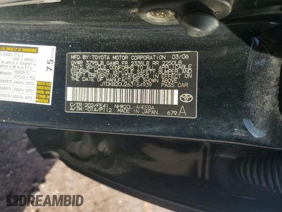 2006 Toyota Prius with VIN JTDKB20U263164939, listed as a Copart auction lot 49841595 with 196,994 mi miles and Salvage Title. Bid and sale history available at carsss.com. Image 12.