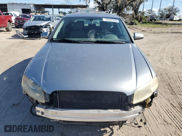 2005 Audi A4 3.2L with VIN WAUDG78E45A528323, listed as a Copart auction lot 78052334 with 189,435 mi miles and Salvage Title. Bid and sale history available at carsss.com. Image 5.