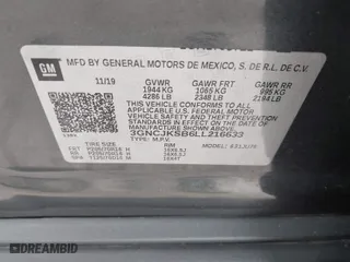 2020 Chevrolet Trax LS with VIN 3GNCJKSB6LL216633, listed as a IAAI auction lot 41861249 with 52,192 mi miles. Bid and sale history available at carsss.com. Image 9.