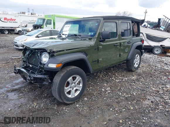 2021 Jeep Wrangler Unlimited Sport S with VIN 1C4HJXDG1MW836029, listed as a IAAI auction lot 41811840 with 34,992 mi miles. Bid and sale history available at carsss.com. Image 2.