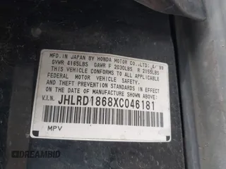 1999 Honda CR-V EX z VIN JHLRD1868XC046181, wystawiony jako IAAI lot #42405041 z przebiegiem 156 239 mil mil oraz . Historia ofert i sprzedaży dostępna na DreamBid. Obrazek 9.