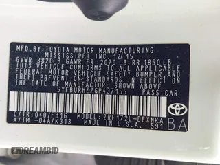 2016 Toyota Corolla L с VIN 5YFBURHE7GP437155, выставлен на аукционе IAAI как лот 42301979 с пробегом 62 939 миль миль и . История ставок и продаж доступна на DreamBid. Изображение 9.
