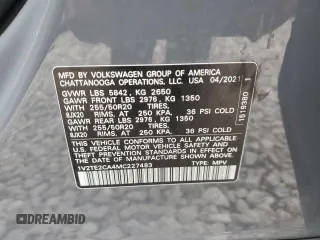 2021 Volkswagen Atlas SEL Premium with VIN 1V2TE2CA4MC227483, listed as a Copart auction lot 80266004 with 45,614 mi miles and Salvage title. Bid and sale history available at DreamBid. Image 13.