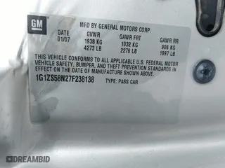 2007 Chevrolet Malibu LS w/2FL with VIN 1G1ZS58N27F238138, listed as a IAAI auction lot 36700571 with 206,984 mi miles. Bid and sale history available at carsss.com. Image 9.
