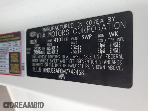 2021 Kia Soul Turbo with VIN KNDJ53AF0M7742468, listed as a Copart auction lot 76140414 with 49,340 mi miles and Salvage Title. Bid and sale history available at DreamBid. Image 14.