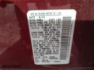 2011 Nissan Murano SV with VIN JN8AZ1MW4BW150292, listed as a IAAI auction lot 41809777 with 198,717 mi miles. Bid and sale history available at carsss.com. Image 9.