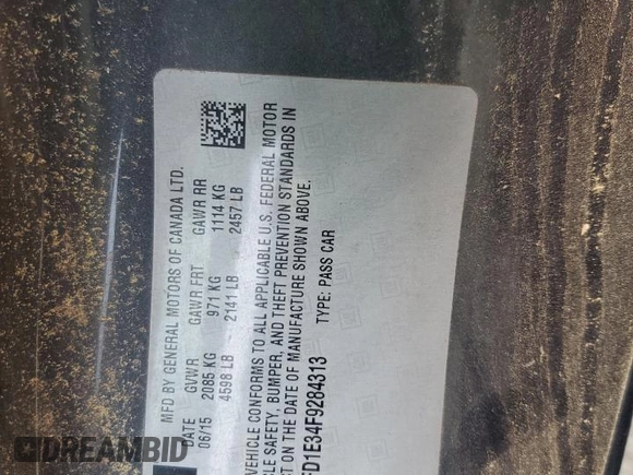 2015 Chevrolet Camaro LT z VIN 2G1FD1E34F9284313, wystawiony jako Copart lot #55575245 z przebiegiem 95 355 mil mil oraz Szkoda całkowita • Salvage title. Historia ofert i sprzedaży dostępna na DreamBid. Obrazek 13.