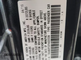 2015 Acura TLX Technology with VIN 19UUB2F50FA022336, listed as a Copart auction lot 63261685 with 86,465 mi miles and Salvage title. Bid and sale history available at DreamBid. Image 13.