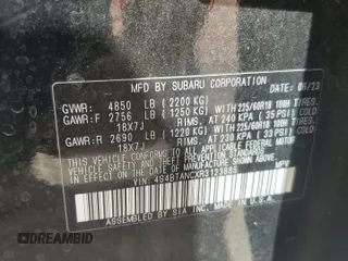 2024 Subaru Outback Limited with VIN 4S4BTANCXR3123885, listed as a Copart auction lot 62154465 with 22,922 mi miles and Non repairable. Bid and sale history available at DreamBid. Image 14.