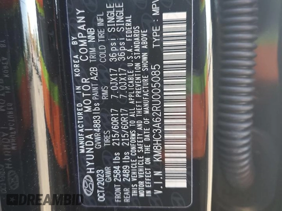 2024 Hyundai Kona SEL with VIN KM8HC3A62RU005085, listed as a Copart auction lot 77019364 with 5,764 mi miles and Salvage Title. Bid and sale history available at DreamBid. Image 14.