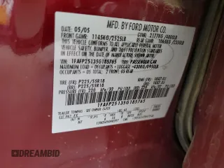 2005 Ford Five Hundred Limited with VIN 1FAFP25135G185765, listed as a Copart auction lot 75559514 with 153,628 mi miles and Salvage Title. Bid and sale history available at carsss.com. Image 14.