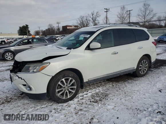 2013 Nissan Pathfinder Platinum with VIN 5N1AR2MM5DC621575, listed as a Copart auction lot 41856495 with 143,227 mi miles and Salvage Title. Bid and sale history available at carsss.com. Image 1.