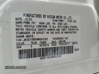 2022 Infiniti Q50 LUXE with VIN JN1EV7BR5NM342302, listed as a Copart auction lot 50257285 with 50,501 mi miles and Salvage Title. Bid and sale history available at carsss.com. Image 14.