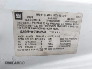 2003 Chevrolet Astro with VIN 1GNDM19X63B132143, listed as a IAAI auction lot 41818208 with Not Provided miles. Bid and sale history available at carsss.com. Image 9.