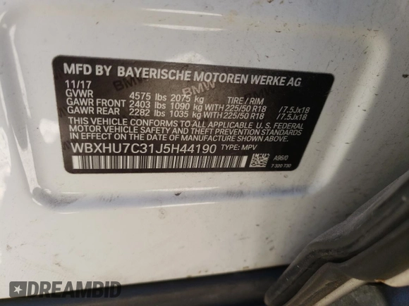 2018 BMW X1 sDrive28i with VIN WBXHU7C31J5H44190, listed as a Copart auction lot 67802544 with 96,973 mi miles and Clean Title. Bid and sale history available at carsss.com. Image 13.