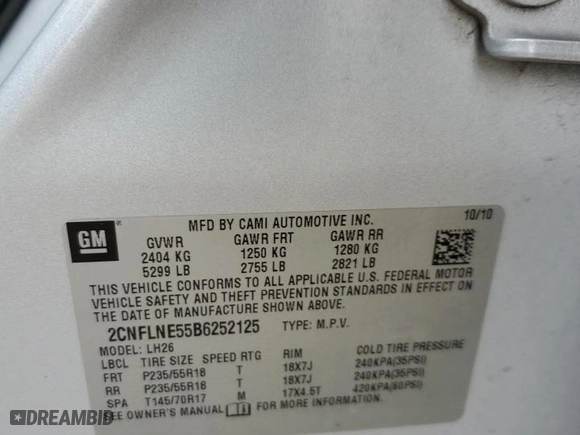 2011 Chevrolet Equinox LT w/2LT with VIN 2CNFLNE55B6252125, listed as a Copart auction lot 52956085 with 100,110 mi miles and Salvage Title. Bid and sale history available at carsss.com. Image 15.